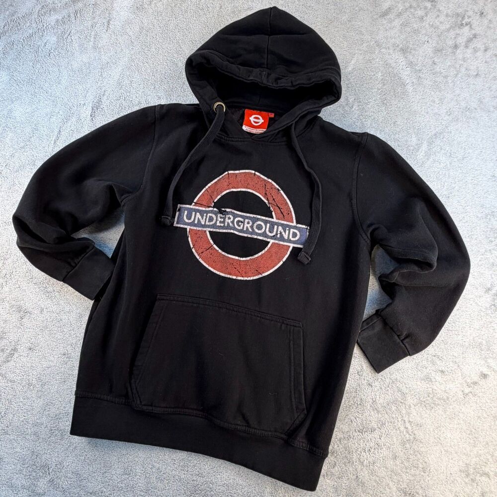 London Underground Hoodie Mens Medium Black TfL Logo GWCC Pullover Sweatshirt